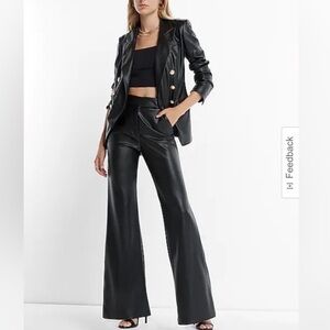 Express Black Leather Wide-Leg Women's Pants Size 6R